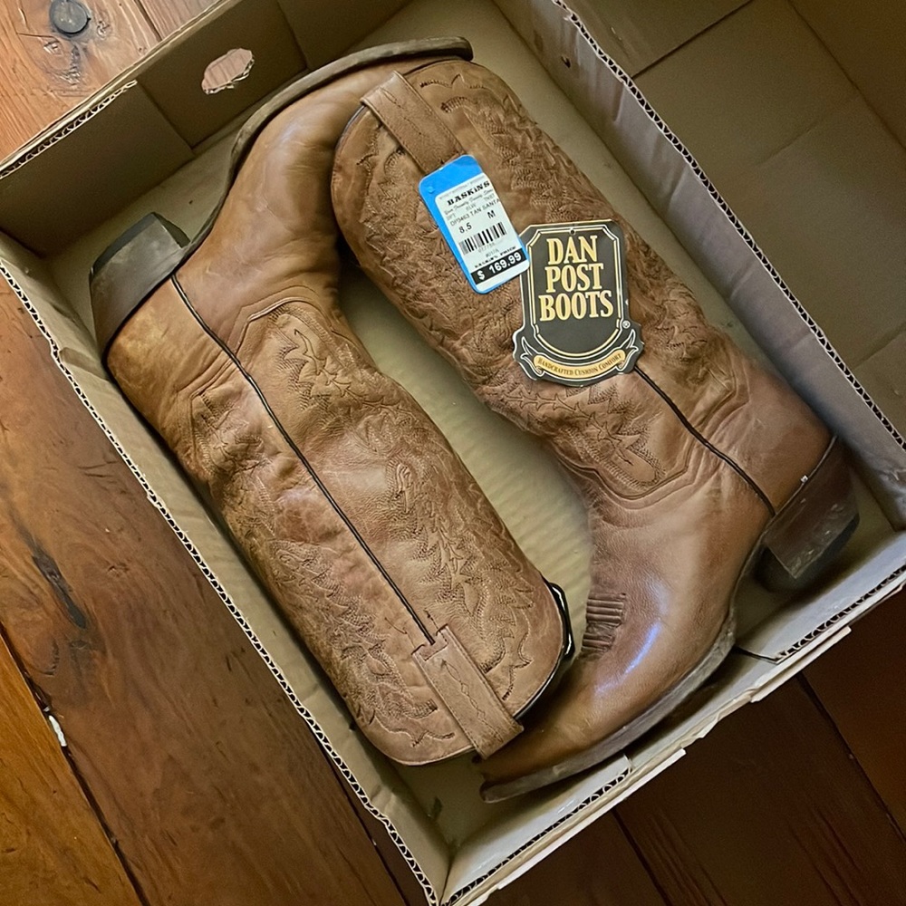 Tan Dan Post Women’s Boots, Size 8.5, Classic  Handworked Leather, Gently Used